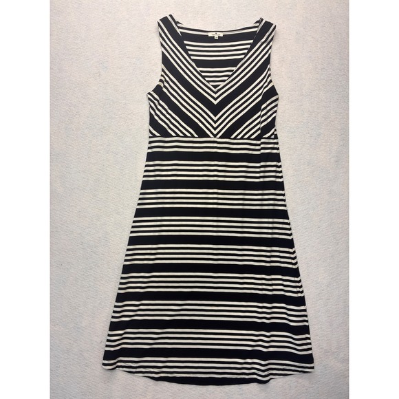Tom Tailor Dresses & Skirts - Tom Tailor Casual Sleeveless Midi Dress Nautical Chevron Striped 40 Black